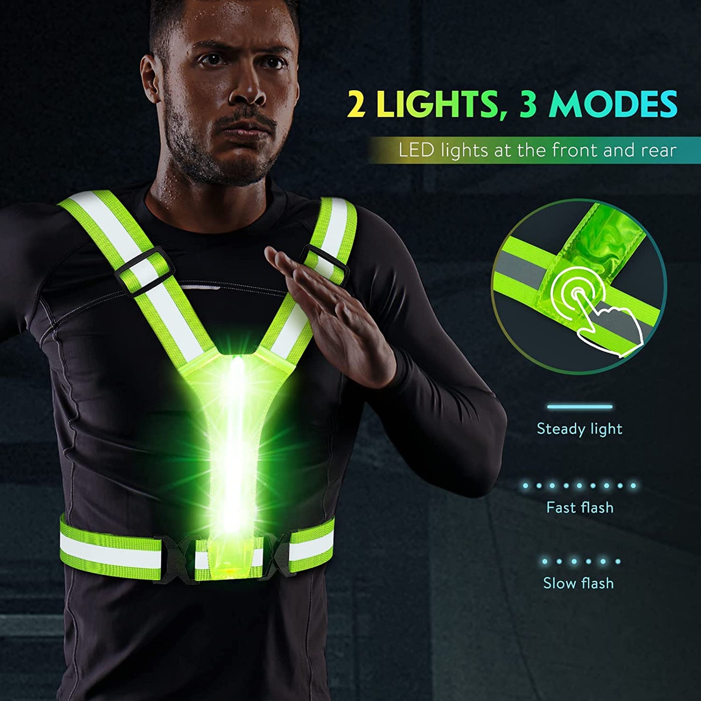 Fun LED Reflective Vest with Adjustable Straps for Children and Adults