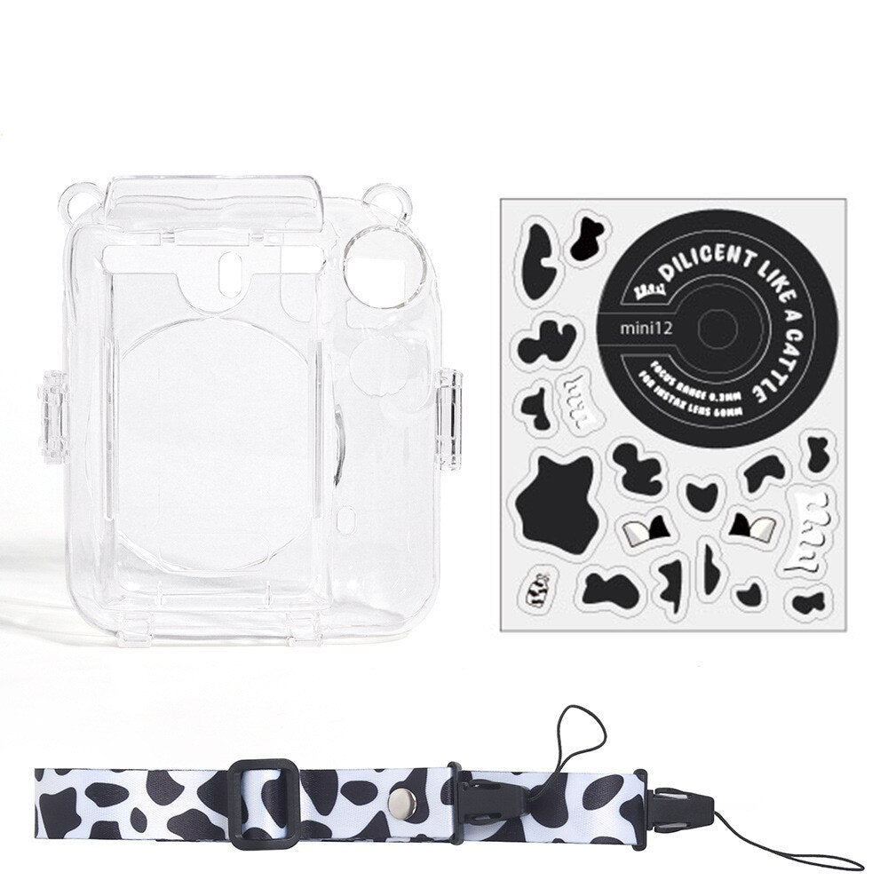 For Fujifilm Instax Mini 12 Transparent Camera Case Protective Carry Bag Cover with Shoulder Strap Storage Bag