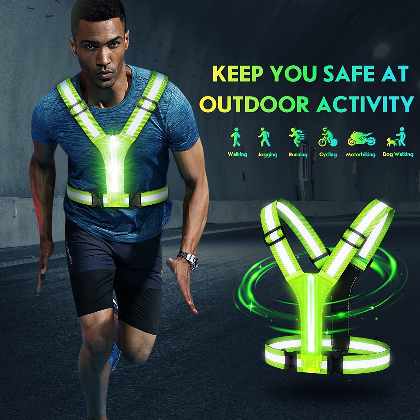 Fun LED Reflective Vest with Adjustable Straps for Children and Adults