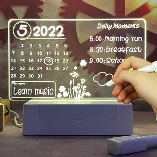 Enchanting Led Reminder Note Board Night Light Calendar with Pen